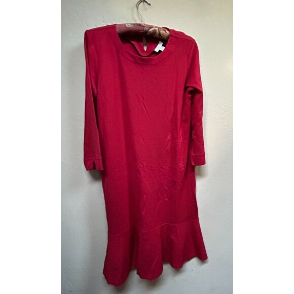 J.Jill Womens Small Red Ponte Knit 3/4-Sleeve Classy Peplum Dress Stretch Casual - Picture 1 of 9